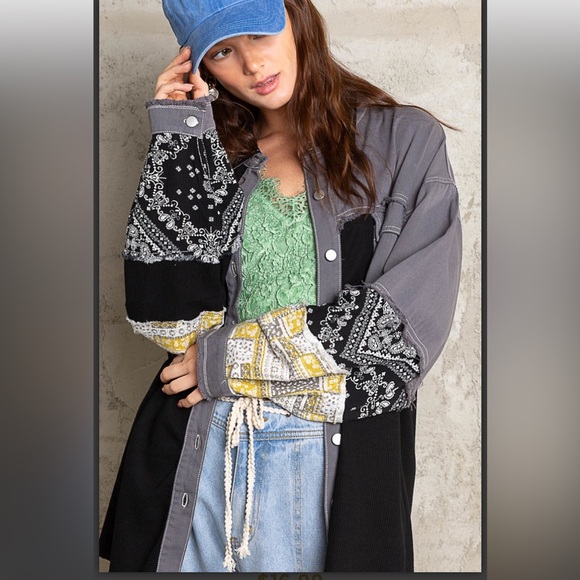 POL Black and Gray Patterned Jacket. NWOT Never Worn Medium Discounted shipping! - Picture 2 of 5